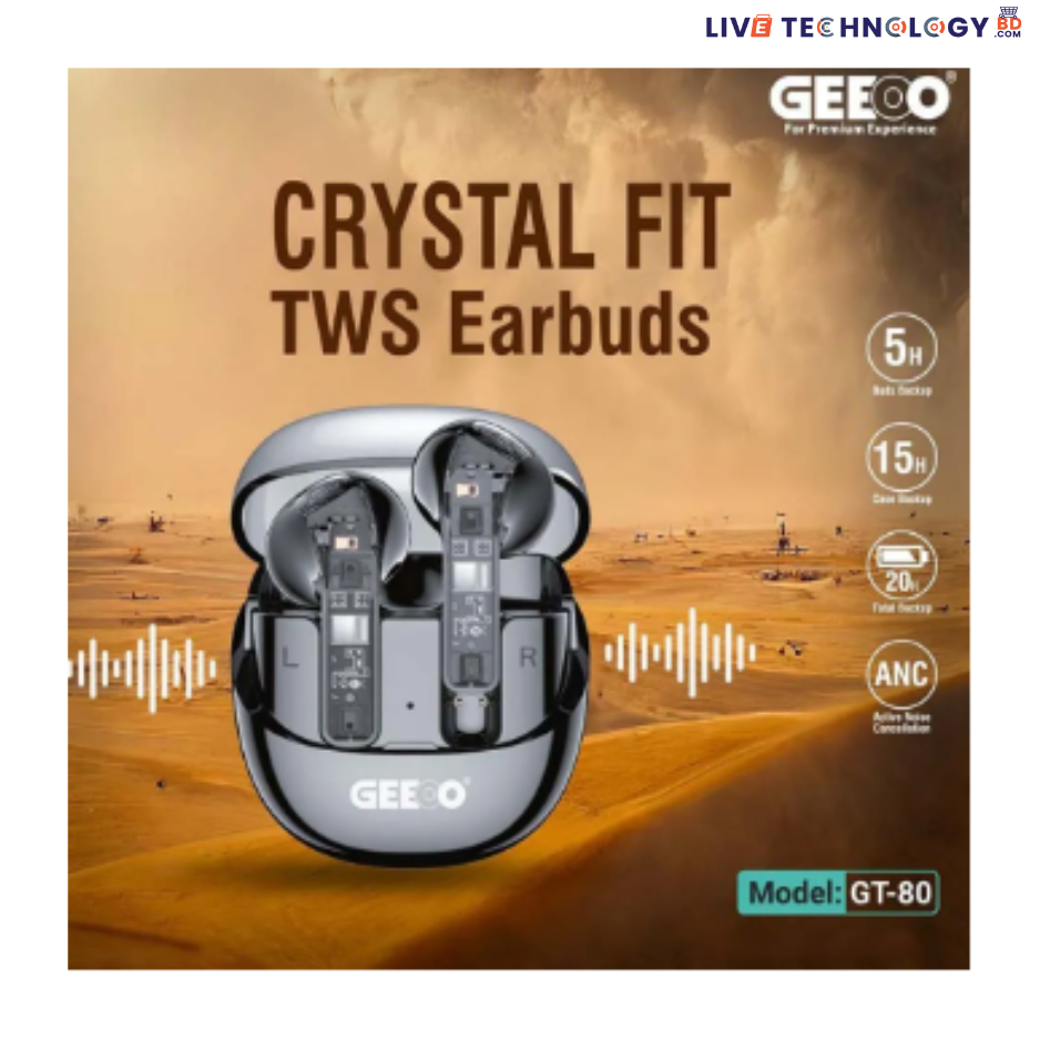 Geeoo GT-80 Perfect fit ANC Crystal TWS Earbud