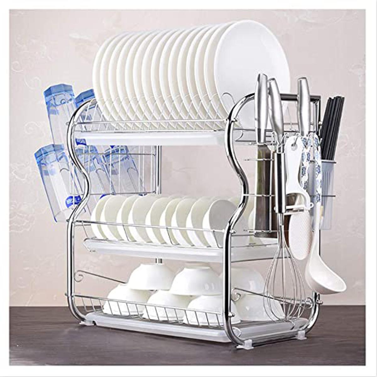 3 Layer Dish Drainer Rack Stainless Steel