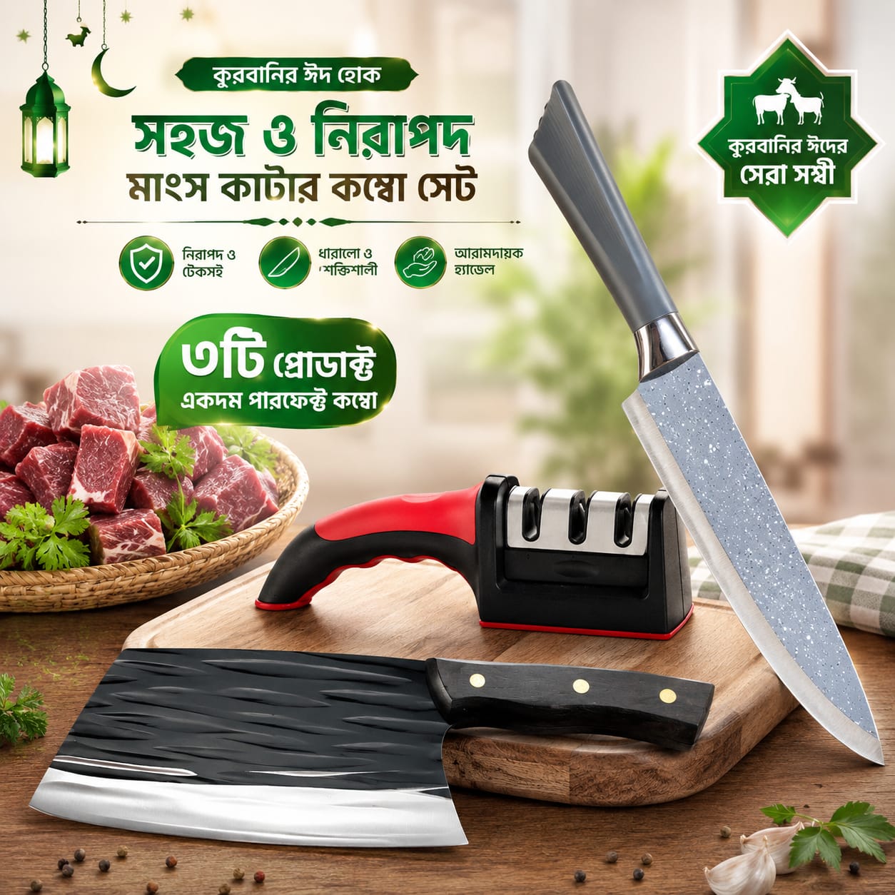 Qurbani Meat Cutting Combo Set – All-in-One Premium Tool Kit
